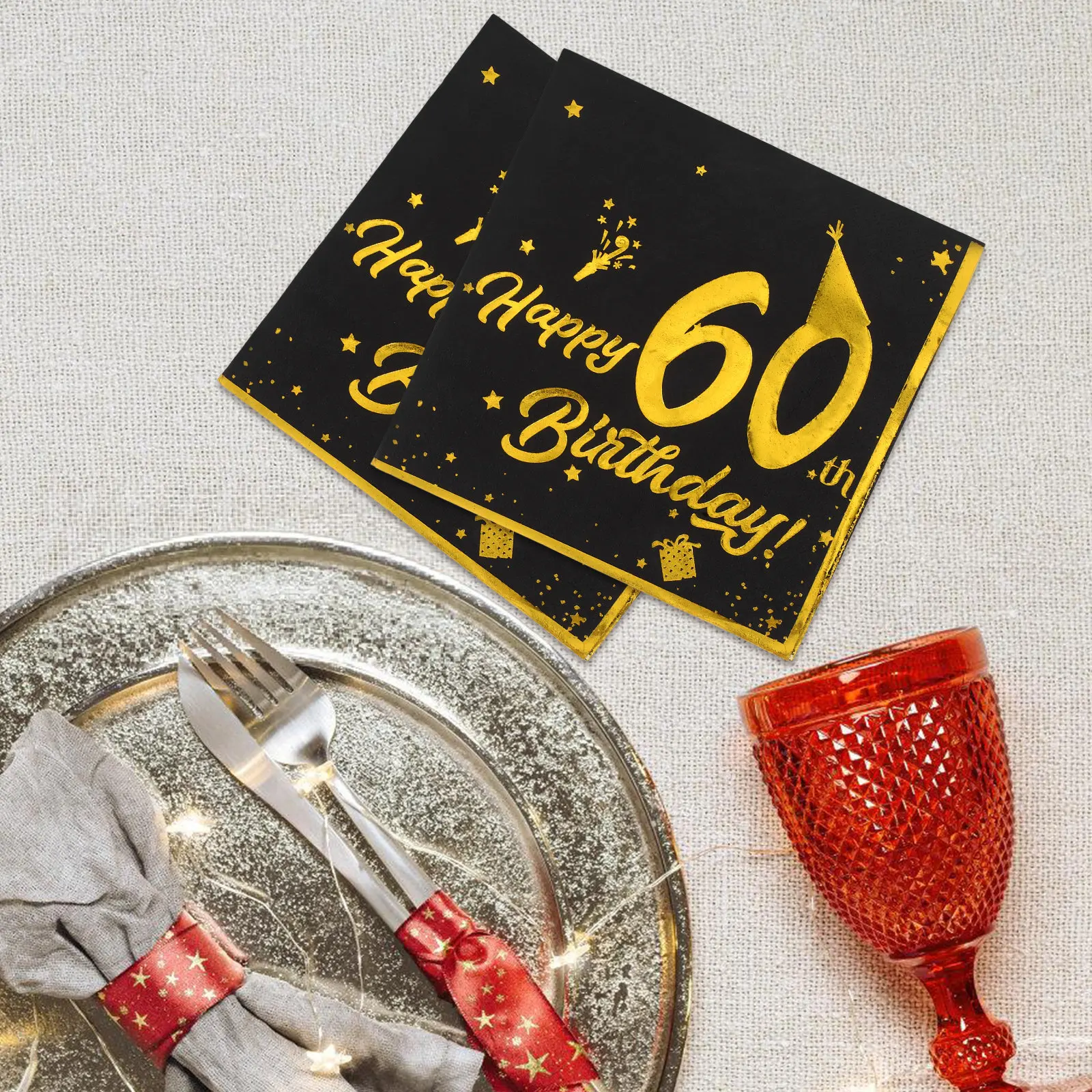 40 pcs Paper Napkins Disposable Party Wedding Birthday Dinner Decorative Halloween Christmas New Year Bathroom Paper Napkin Gold