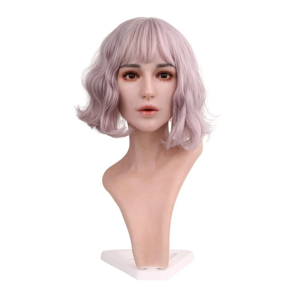 1PC All Silica Gel Female Head Art Mannequin, Wigs, Hats Display Racks, Fake Human Accessories, Scarves Makeup Props, E182