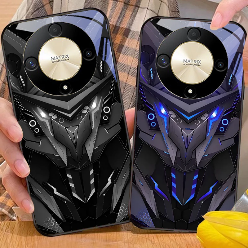 Creative Mech For Honor Magic 6 50 70 90 Lite X7b 200 Pro nova 10 Nova 5T X6 P30 Pura 70 Ultra tempered glass phone case