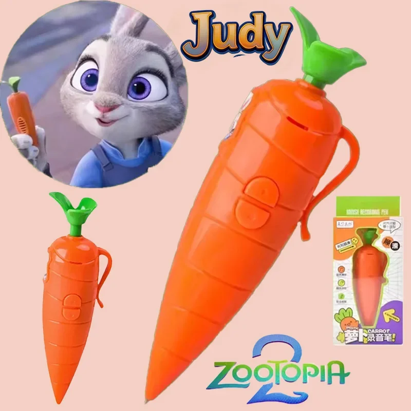 NEW Disney Zootopia Judy Carrot-Shaped 2-in-1 Voice Recorder Ballpoint Pen 60Sencond Recording Function Stationery Ballpoint Pen