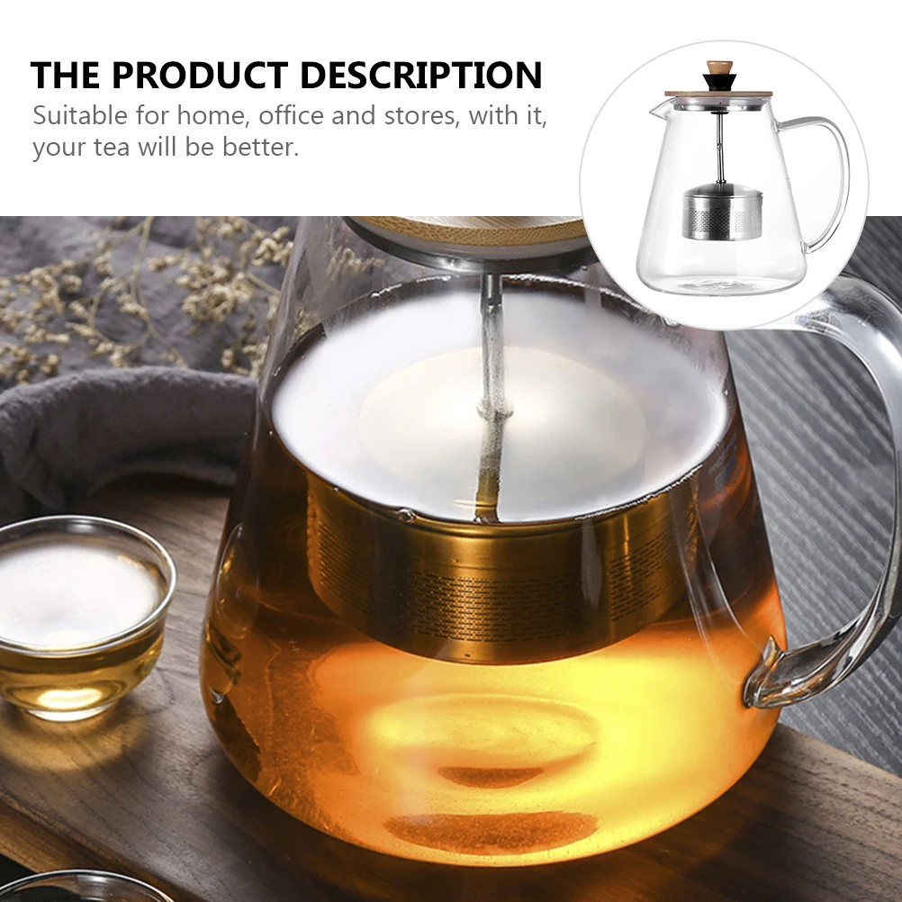 

Stainless Steel Inner Liner Teapot Glass Filter Infuser Jug Kettle Bamboo Office High Borosilicate Heat Resistant Anti Cracking