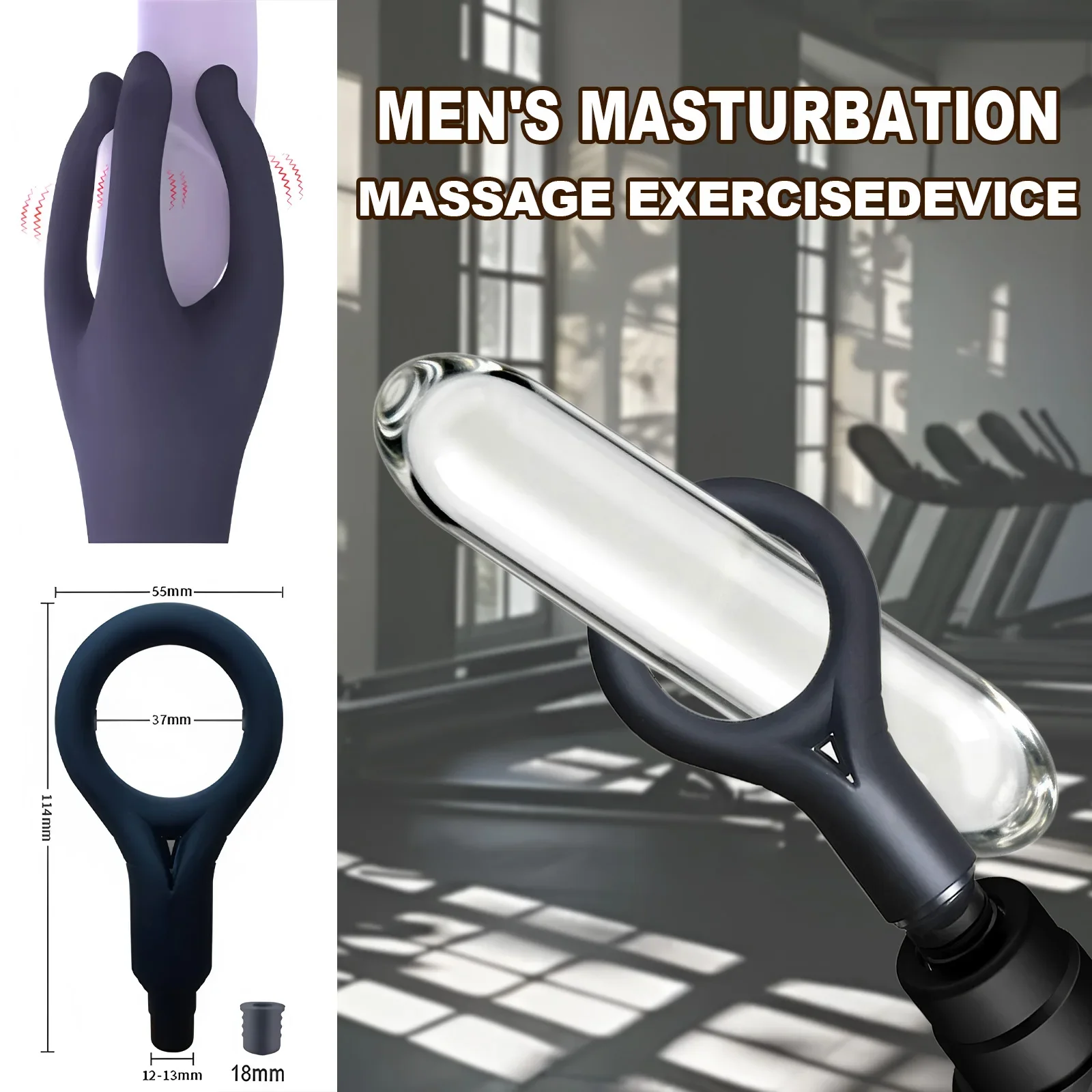 Male Masturbation Ring Penis Vibration Masturbator Male Training Relaxation Silicone Massage Gun Head For Masturbation Tool
