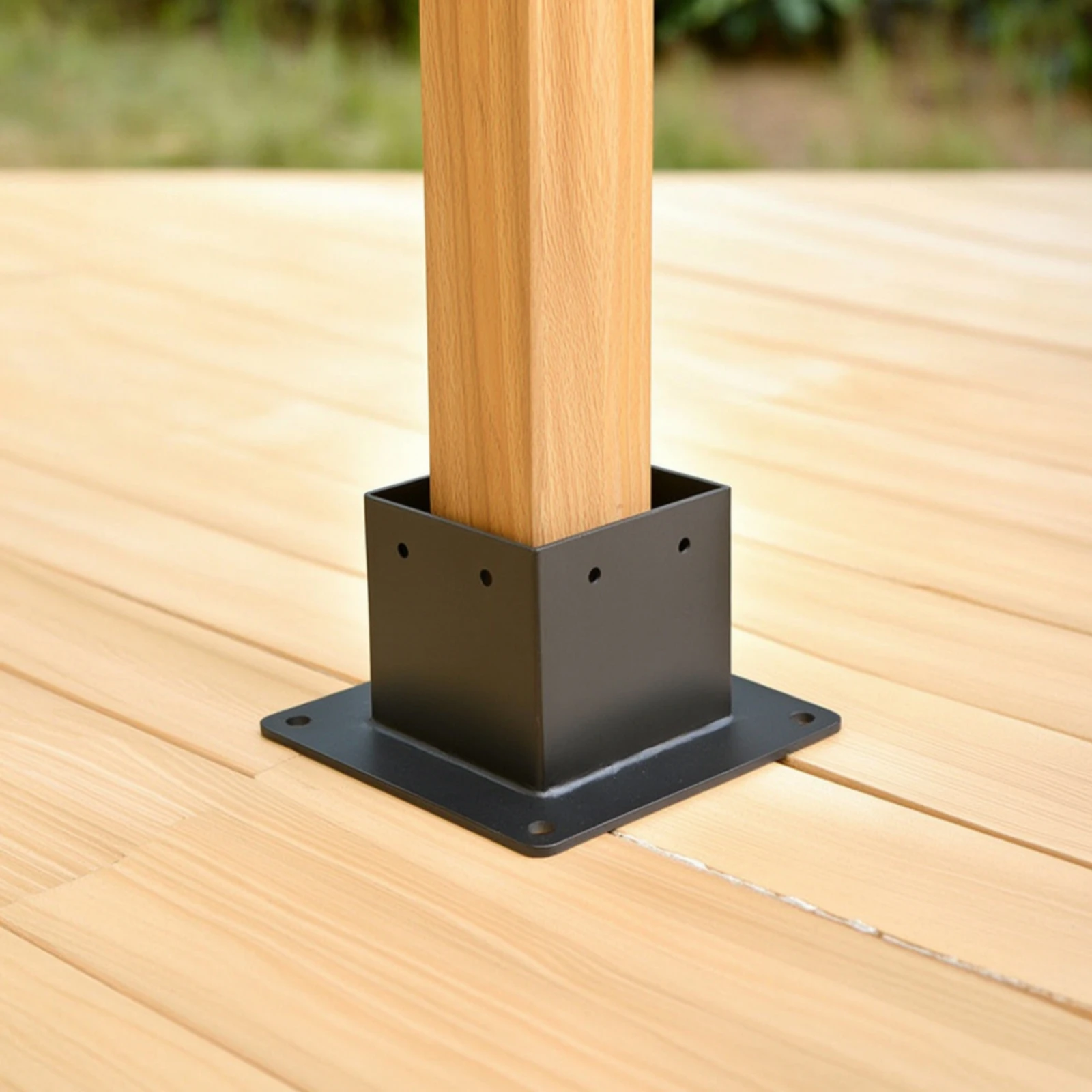Post Base with Screws Heavy-Duty Post Anchor Bracket Hardware Powder-Coated Compact for DIYers, Pergola, Gazebo