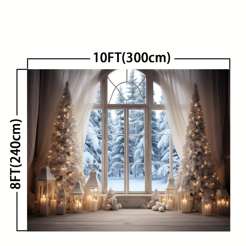 Christmas Photography Background Xmas Tree Forest Snow Backdrop Gift Decor Family Kid  Christmas Festival Party Backdrop banner