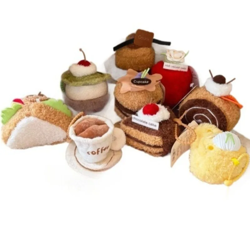 

10 смFood Cake Sweet Dim Sum Плюшевая игрушка Послеобеденный чай Серия Симпатичная маленькая плюшевая подвеска Сумка для сыра Подвеска Украшение Ключевое управление
