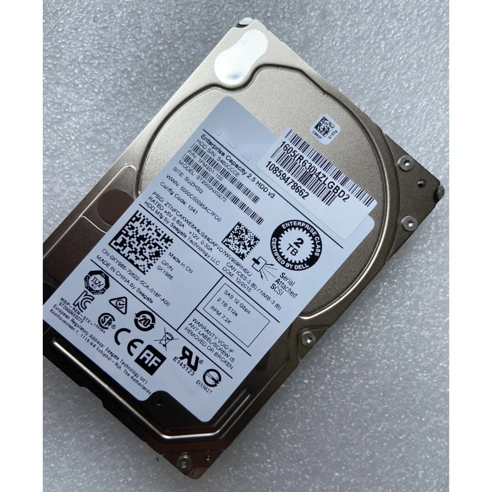 2TB For DELL Server Hard Disk ST2000NX0273 2T 7.2K SAS 2.5 12G 0XY986 XY986