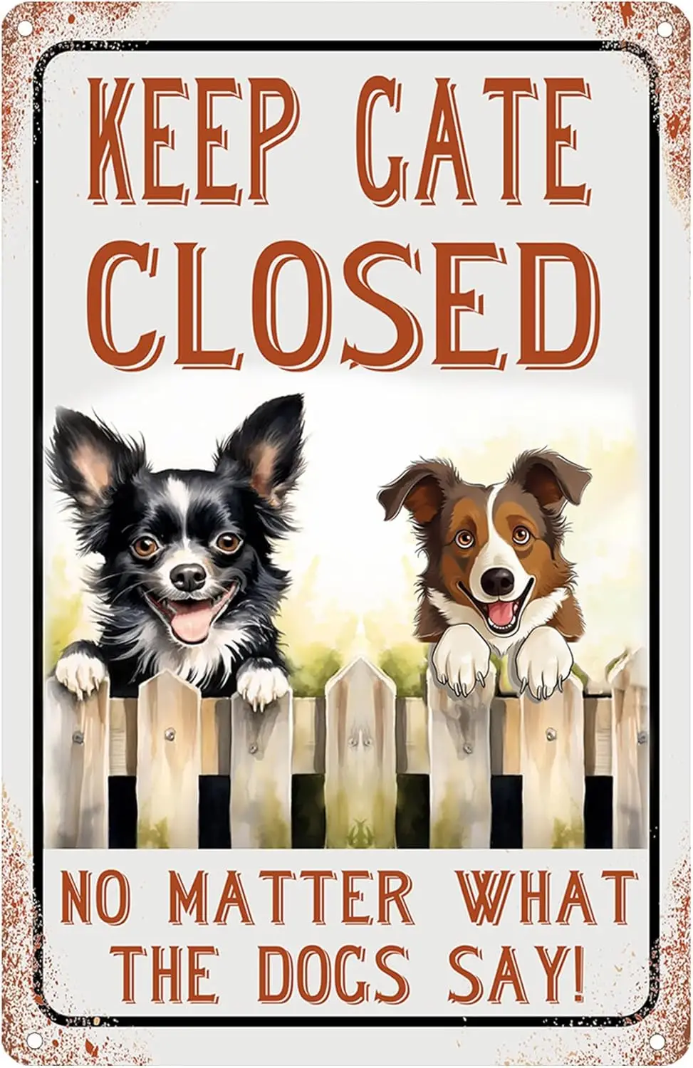 Welcome dog gate sign, on Premises Outdoor keep closed sign house, farmhouse please close tin es
