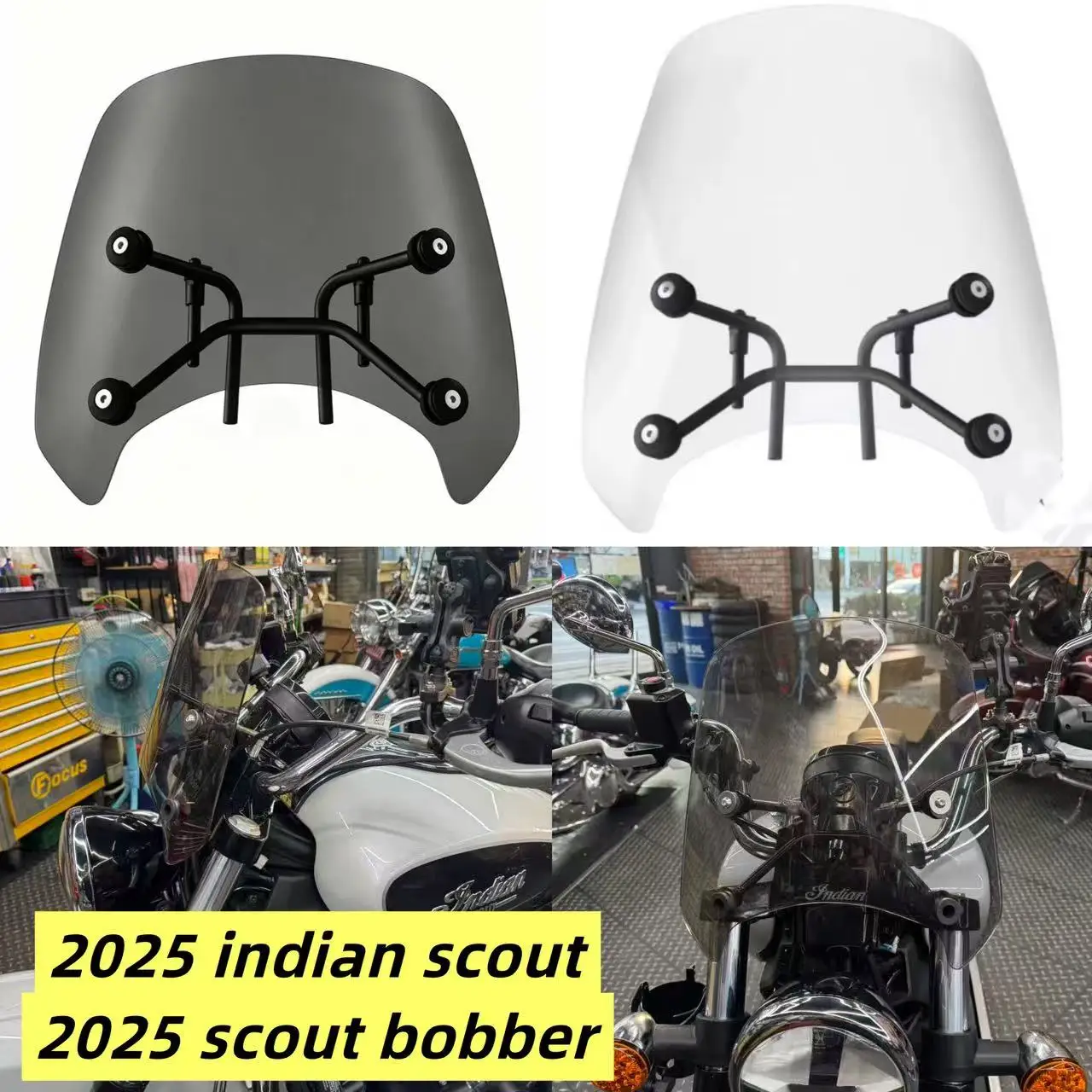 2025 Indian Scout Bobber Scout Classic Sport 101 Motorcycle Windshield Windscreen Air Spoiler Wind Deflector Bobber Twenty Sixty