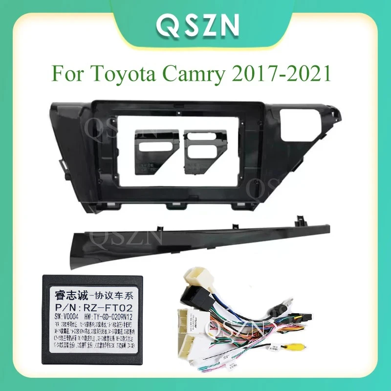

2 Din 10,1-дюймовый автомобильный радиоприемник для установки DVD GPS mp5 Пластиковая рамка панели лицевой панели для Toyota Camry 2017-2021 Комплект крепления на приборную панель