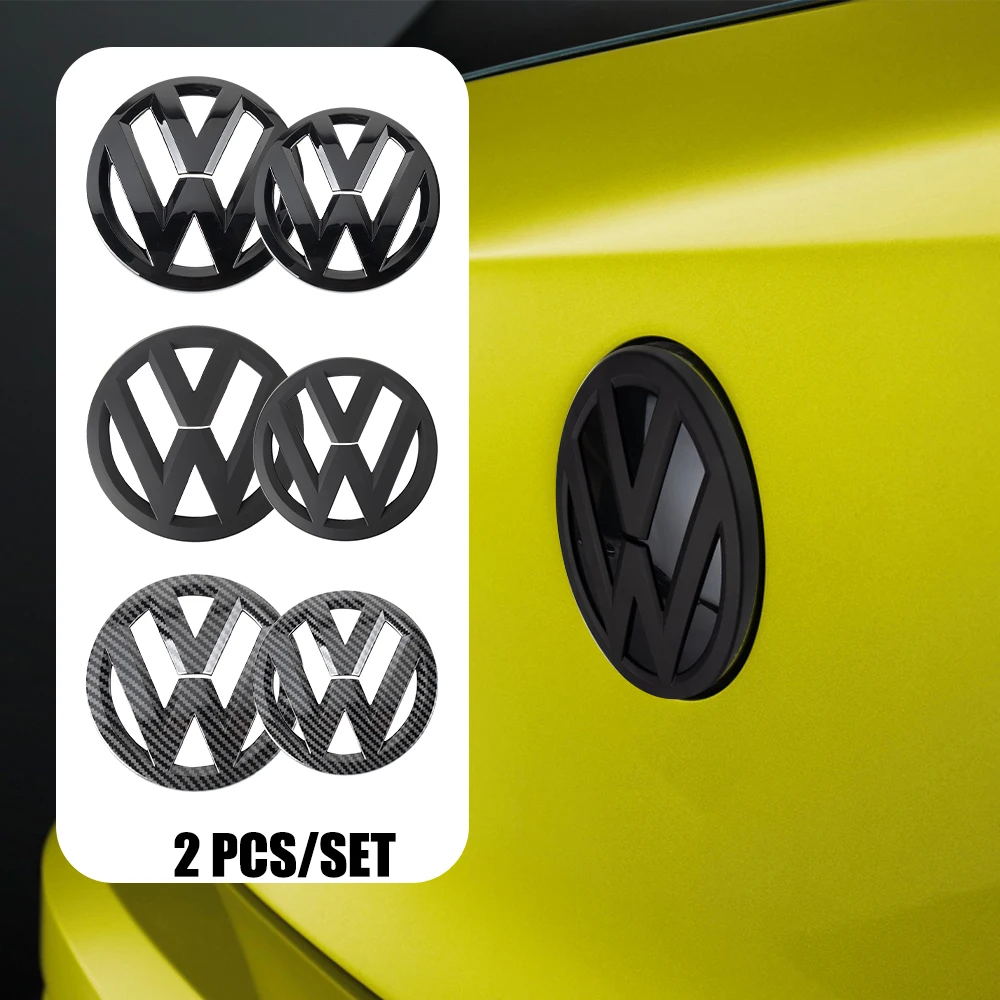 Car Glossy Black Front Grill Badges Rear Trunk Emblem Lid Covers Logo Sticker For Volkswagen Golf 7 Polo VW T-ROC car accessorie