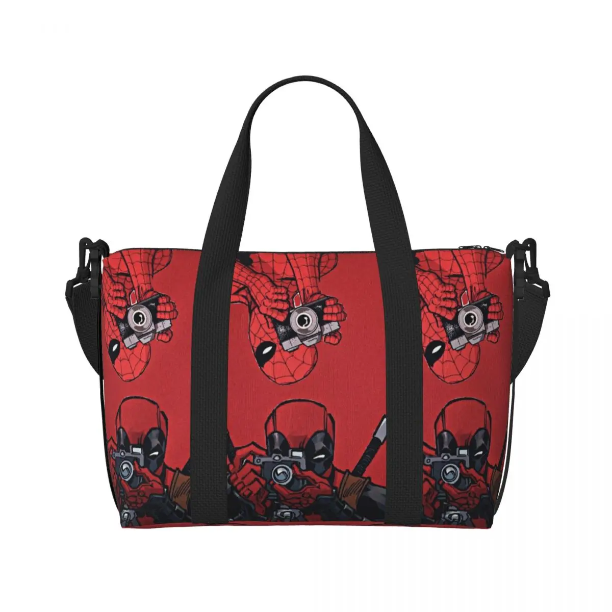 Custom Deadpool Photograph Beach Tote Bag for Women Big Compartment Gym Beach Travel Bags