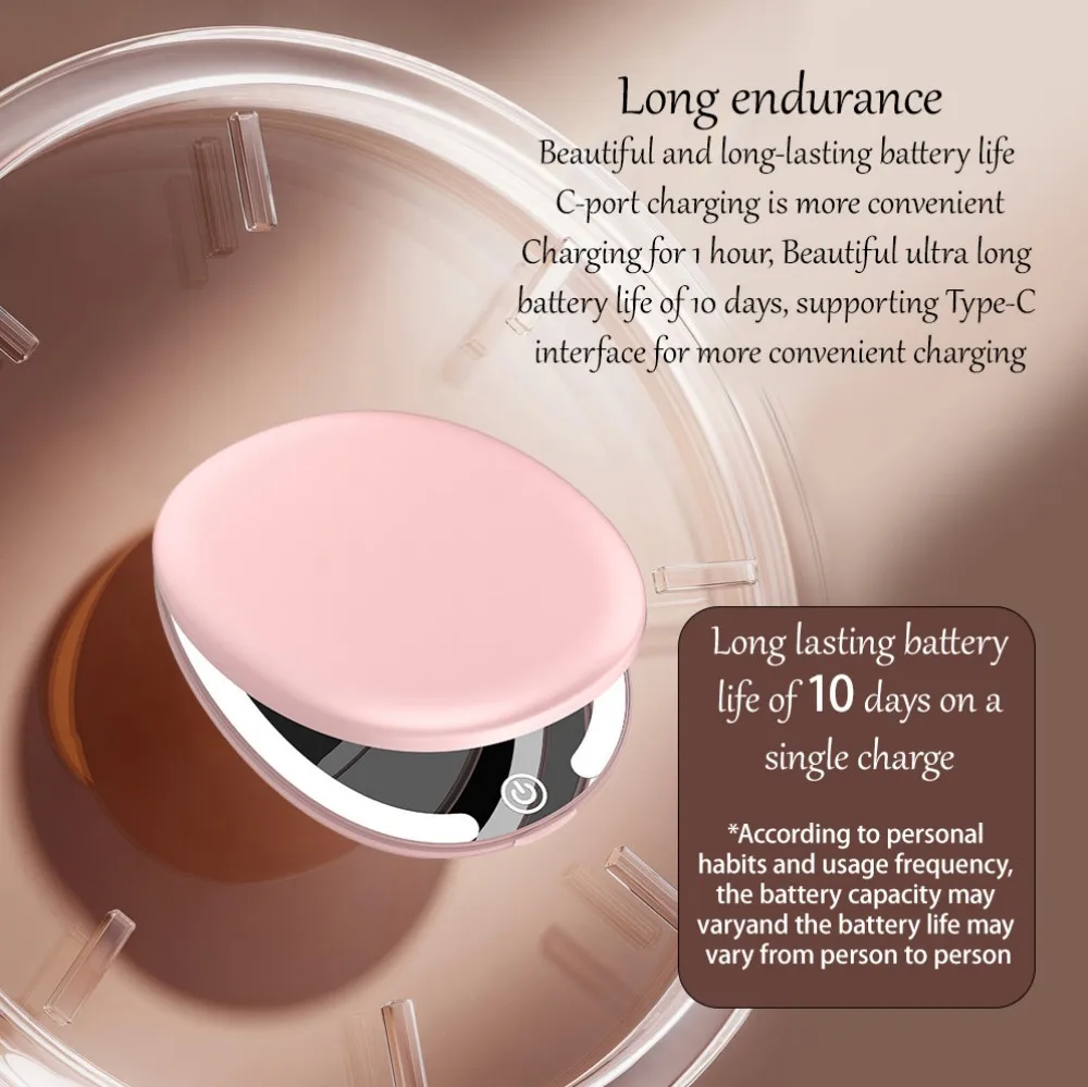 Espelho de maquiagem LED com ampliação 5x, 3 modos de cor e regulável, espelho de viagem com luzes, carregamento tipo C, liga/desliga magnético