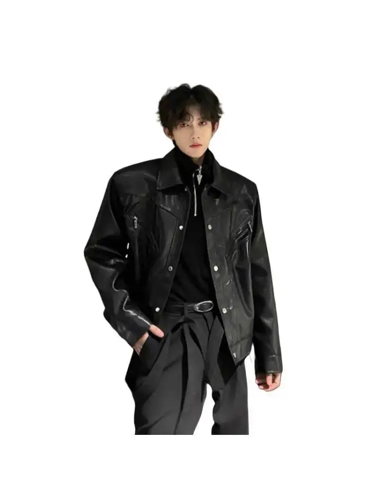 رجل دراجة نارية سترة معطف 2025 الخريف الشتاء الرجعية كلينفيت سترة جلدية قصيرة للجنسين العصرية كول التلبيب السائق نمط ملابس خارجية #6