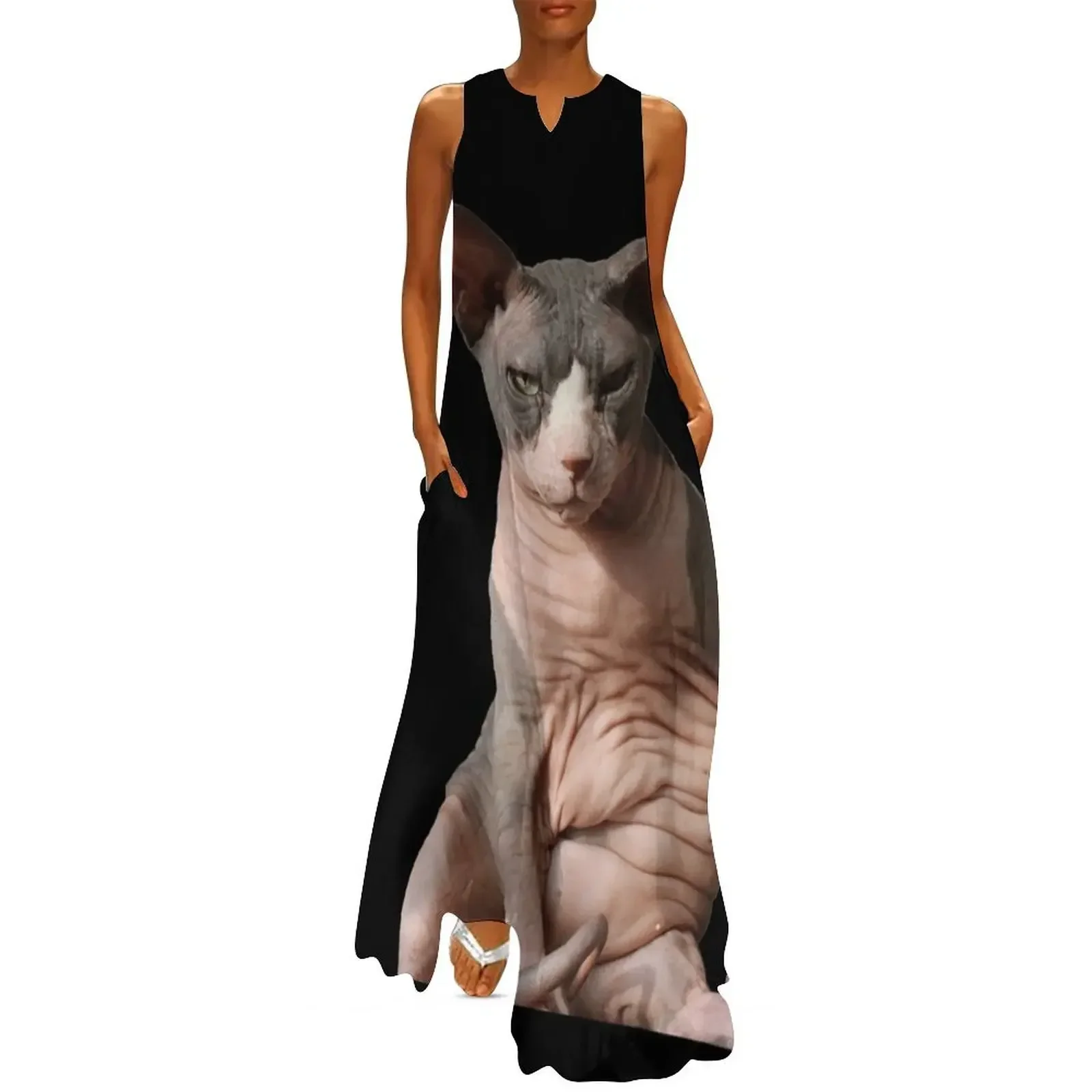 

Giant hairless cat Long Dress Summer skirt chic and elegant evening dress Women's long dress festival outfit women