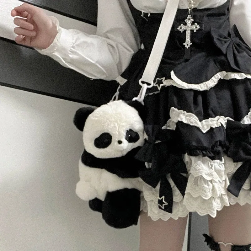 Panda Backpack Shoulder Bag Cute Plush Backpack Cartoon Doll Shoulder Bag Capybara Kawaii Lovely Cartoon Panda