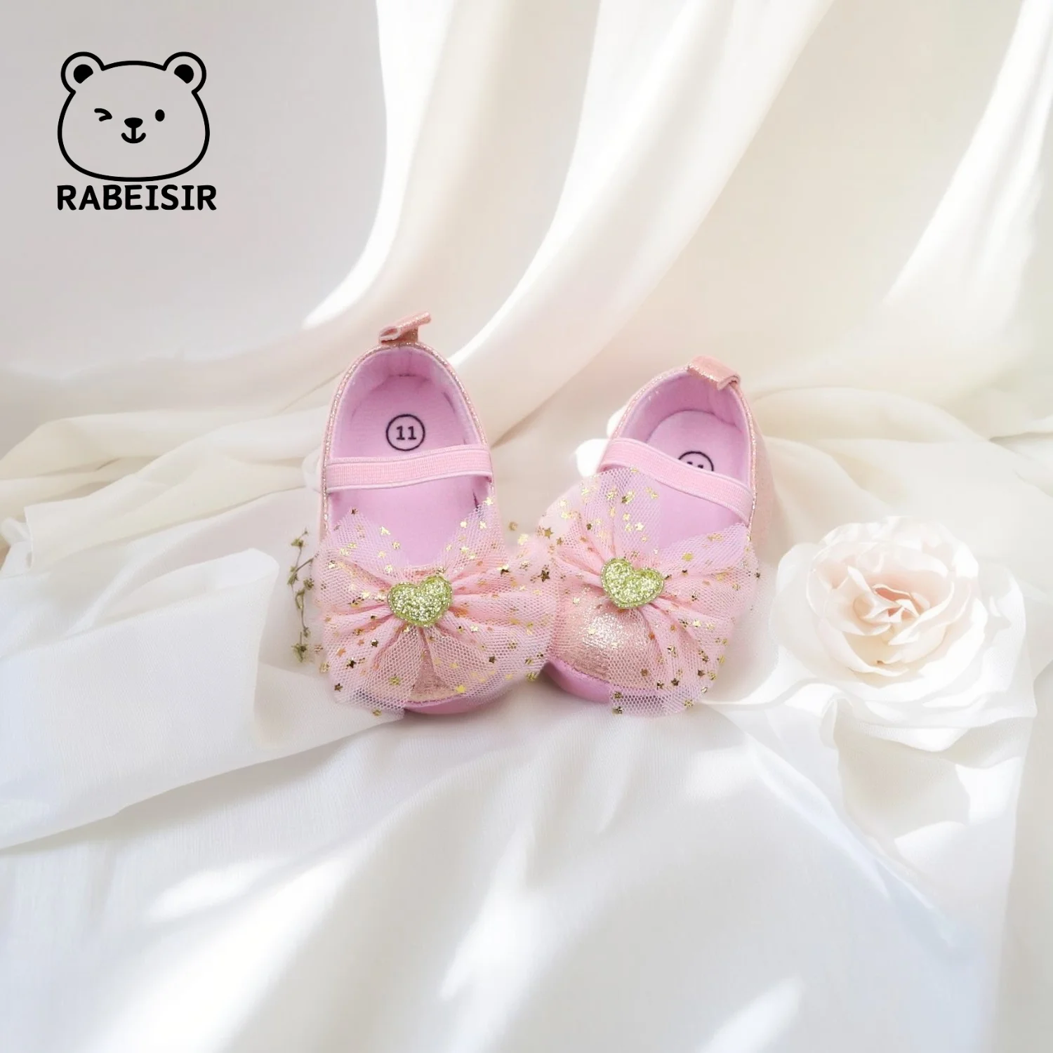 

Baby Girl Princess Shoes Birthday Shoes 0-18 Months Baby Toddler Shoes Flats Elastic Bow Sweet and Dreamy
