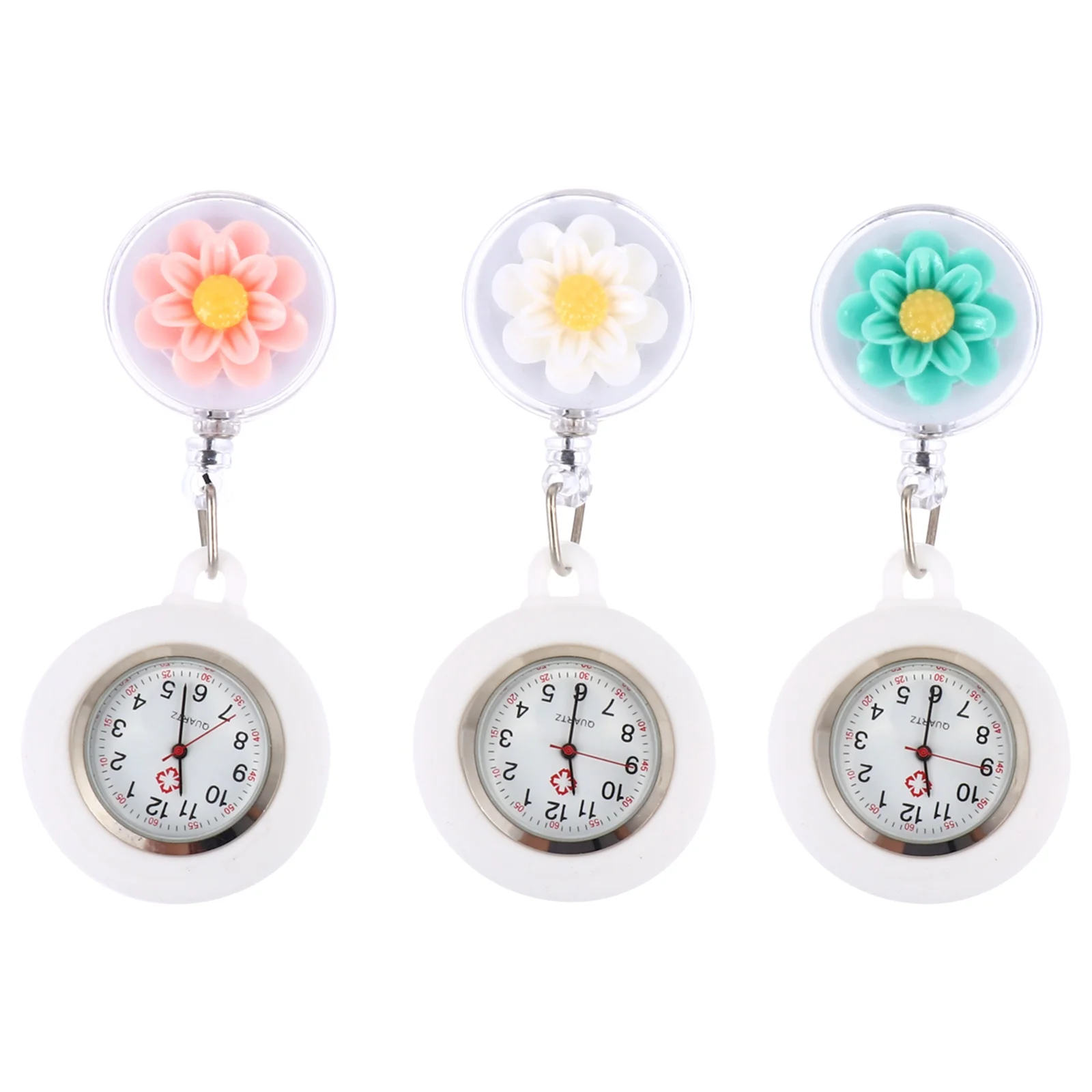 

3 Pcs Silicone Nurse Watches Cartoon Lapel Pocket Quartz Accurate Time Lightweight Secure Clip Great Gift Nurse
