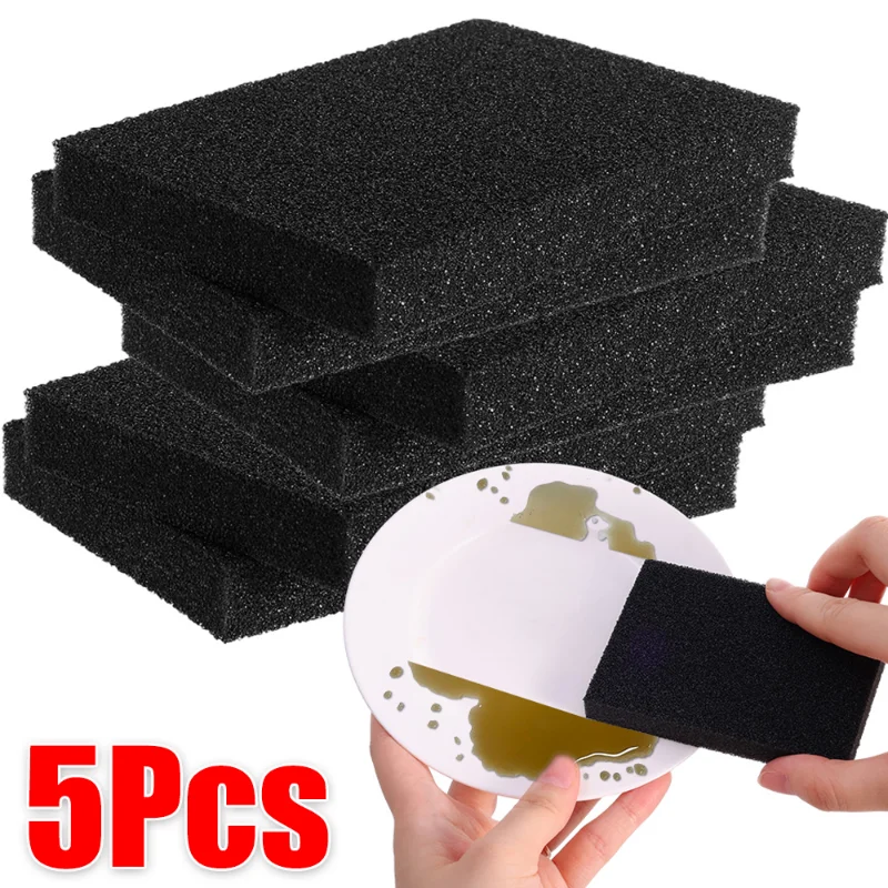 5/1pcs Black Emery Sponge Brush Rust Remover Dish Brush Pot Cleaning Brush Descaler Wipe Scrub Pot Kitchen Bathroom Tools Gadget