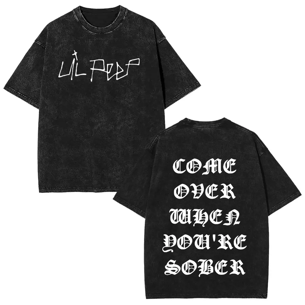 

Футболка с графическим принтом в стиле хип-хоп Lil Peep Tour Concert, унисекс, модная, с коротким рукавом, винтажная, с эффектом потертости, оверсайз