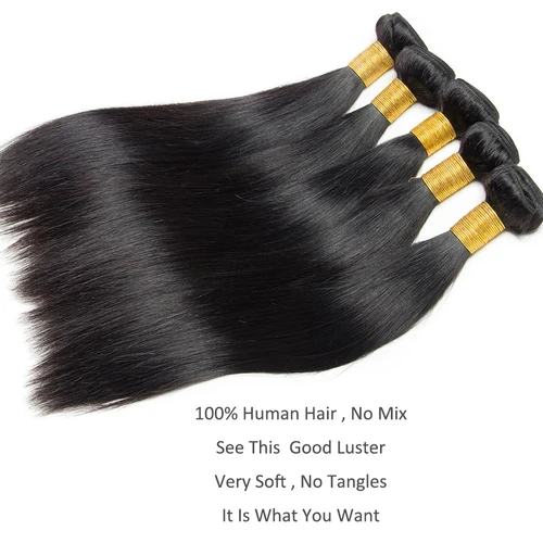 Imagen 2 del producto Extensiones de cabello humano postizo liso de hueso de 8-32 pulgadas 12 A Color Natural brasileño 100% extensión de cabello humano Remy 1 3 4 mechones de trama