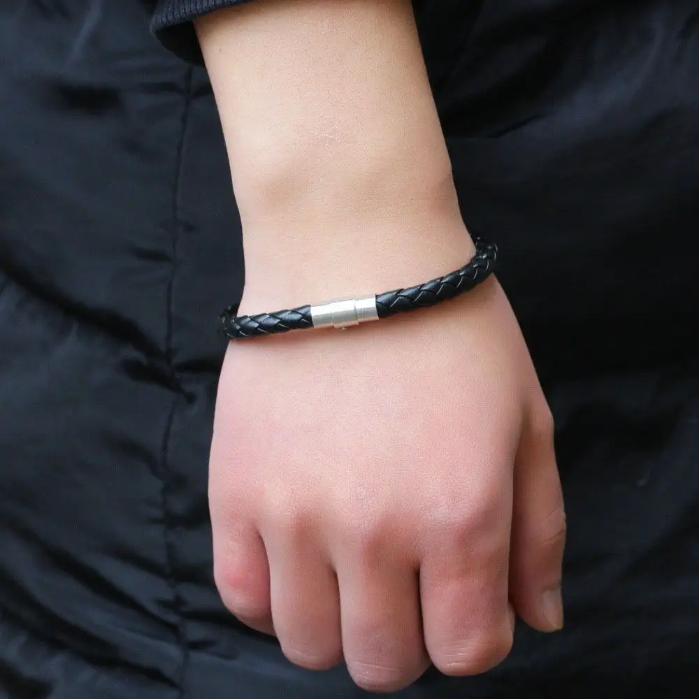 Unisex Trendy Women Men Braided Gift PU Leather Jewelry Fashion Accessories Bracelet Magnetic Clasp
