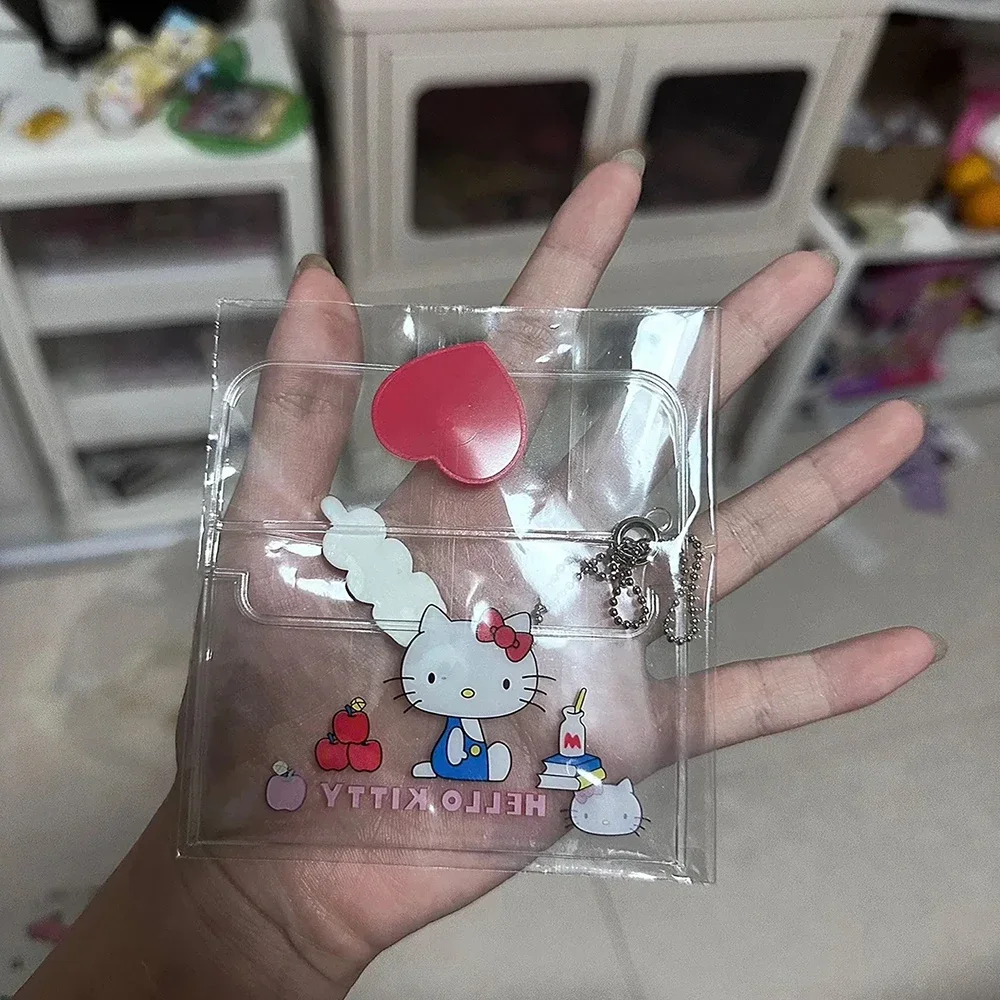 

Hello Kitty Cartoon PVC Transparent ID Card Bag, Cute Mini Printed Key Storage Bag, Backpack Hanging Decoration