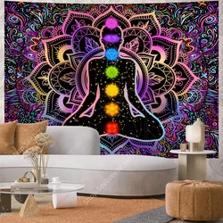 Bohemian Indian Buddha Statue Meditation Tapestry Mandala Tapestries Wall Cloth Psychedelic Yoga Chakra Spiritual Wall Hanging