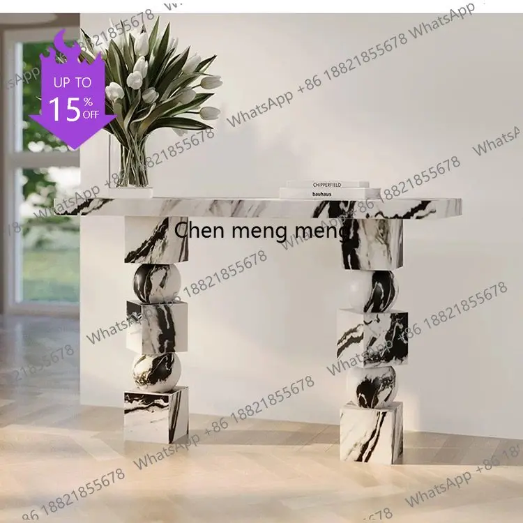 

Современный пристенный столик M45 из натурального мрамора, дизайнерская подставка для цветов в гостиную, в стиле лайт-люкс