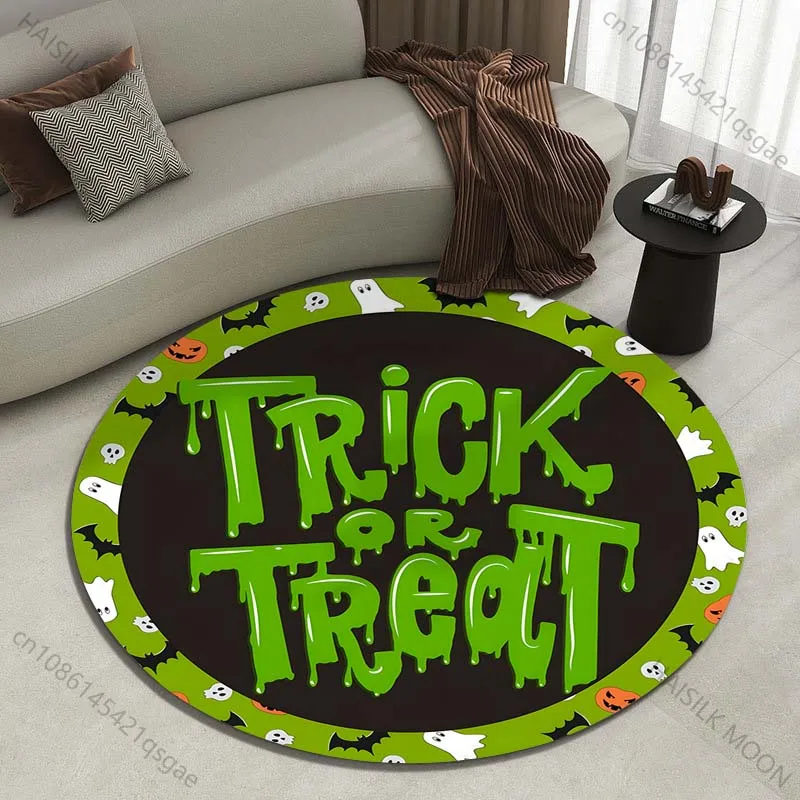 Halloween themed text design Printed round carpet living room sofa table carpet large pet mat soft round carpet home decor