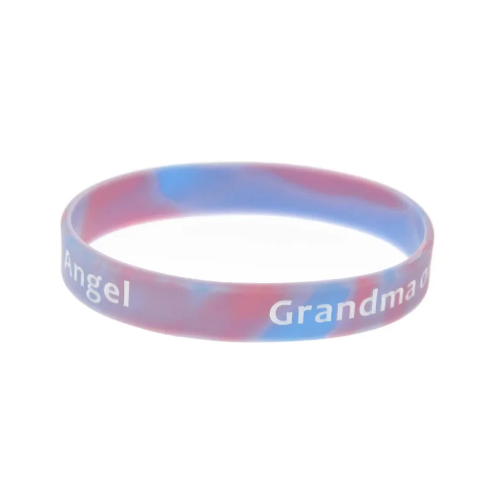 

50 Pcs Grandma Grandad Auntie of An Angel Silicone Rubber Wristband for Family Gift Bracelet Swirl Color