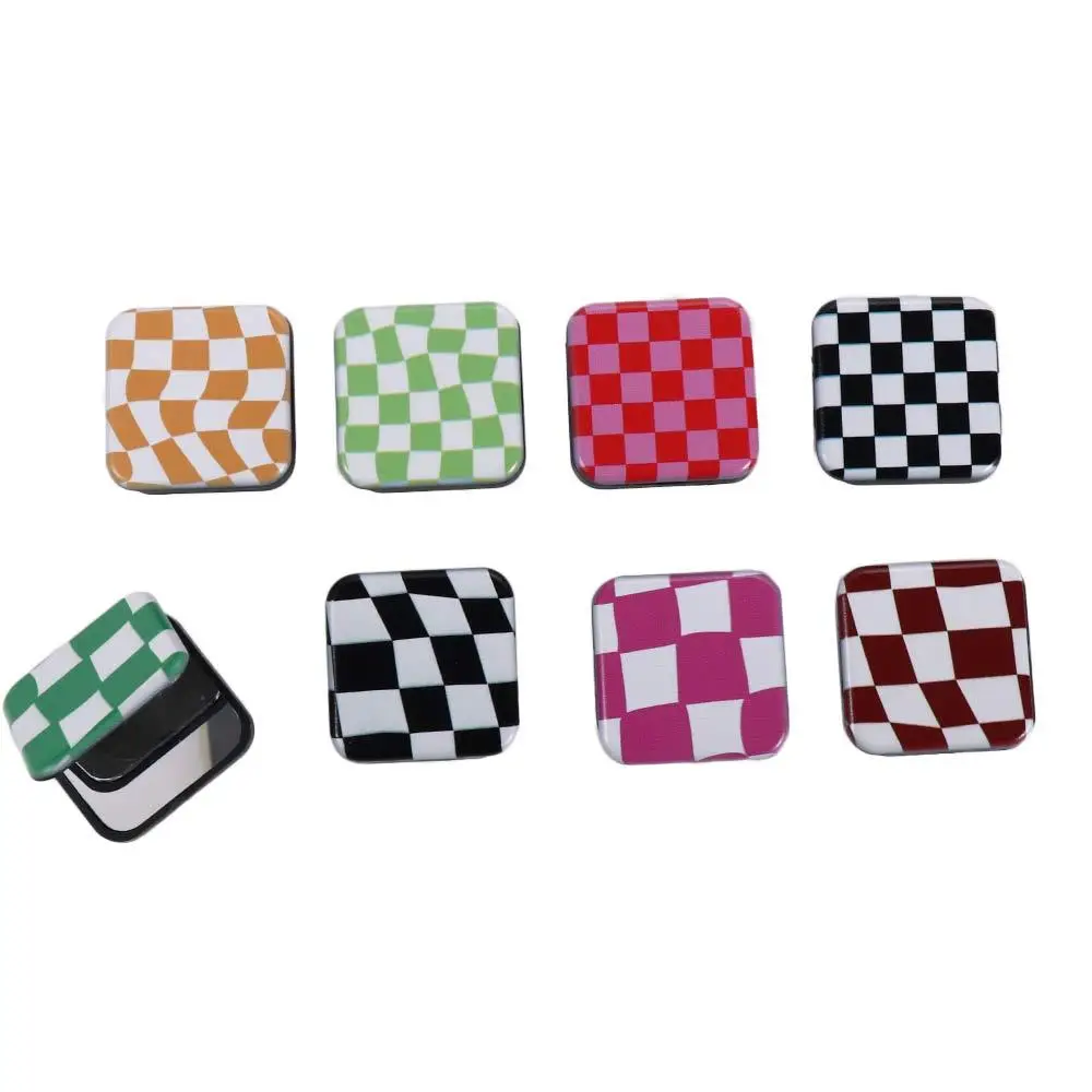 女性ガールズアクセサリー折りたたみ電話ブラケットコンパクトミラーチェック柄ミラー化粧鏡電話スタンドホルダー化粧鏡