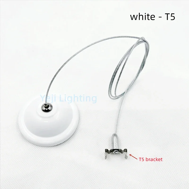Mini Ceiling Rose with Steel Wire T5 Bracket Iron Ceiling Plate Steel Cable Wire T8 Bracket T5 T8 Fluorescent Lamp Rod Lamp Base