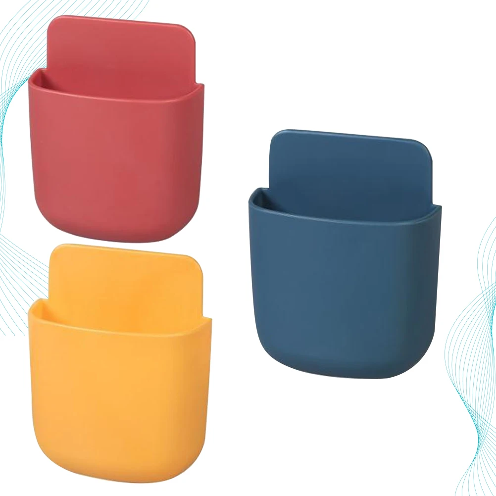 

3 Pcs Remote Control Storage Box Wall-mounted Hanging Organizer Phone Holder Portable Cell Charging Rack Bins