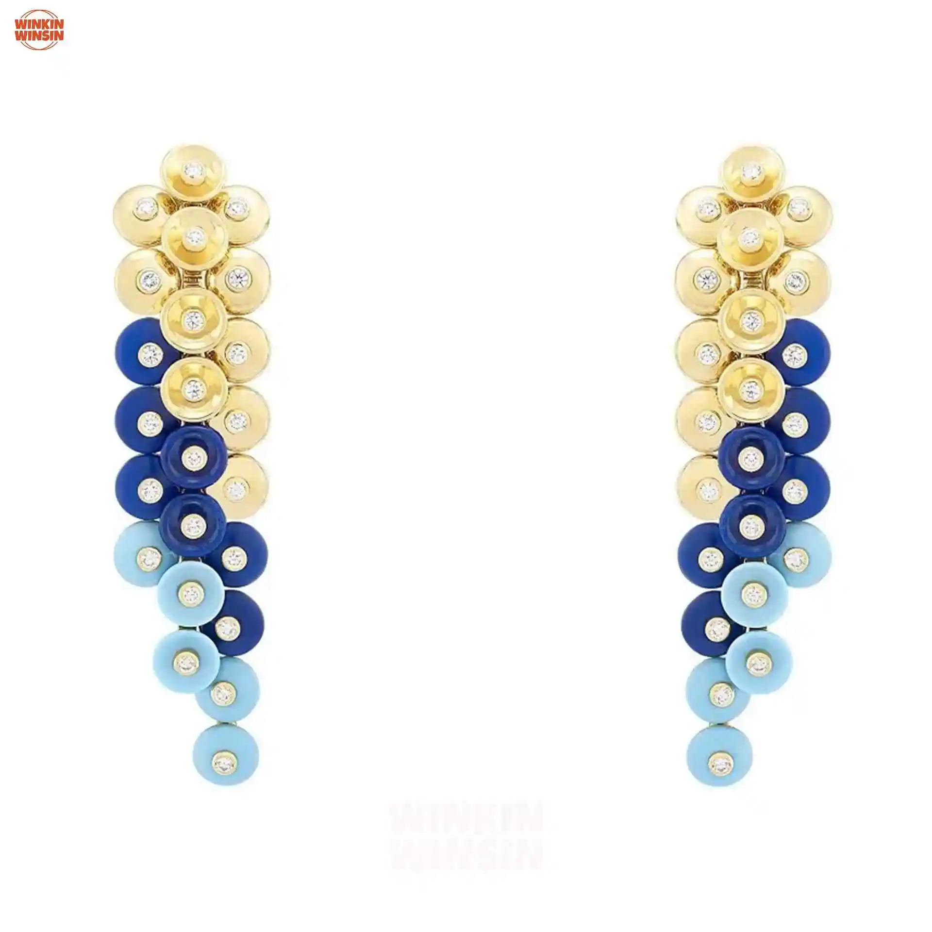 

Winkin Winsin Van Family Gold Leaf Lapis Lazuli Jewelry Versatile Girls' Earrings