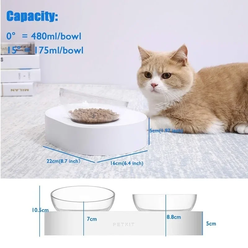 Imagem -04 - Petkit Tigela Antiderrapante para Pet Tigela de Segurança para Gato Alimentação com Suporte Transparente Tilhado para Suprimentos de Animais de Estimação Gato Pequeno Cachorro