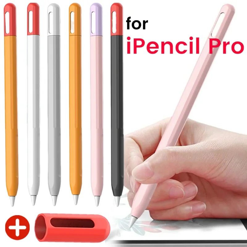 2in 1 Soft Silicone Pen Case Holder for Apple Pencil Pro Protective Cover Sleeve Light Pen Skin Case Cover for Apple iPencil Pro