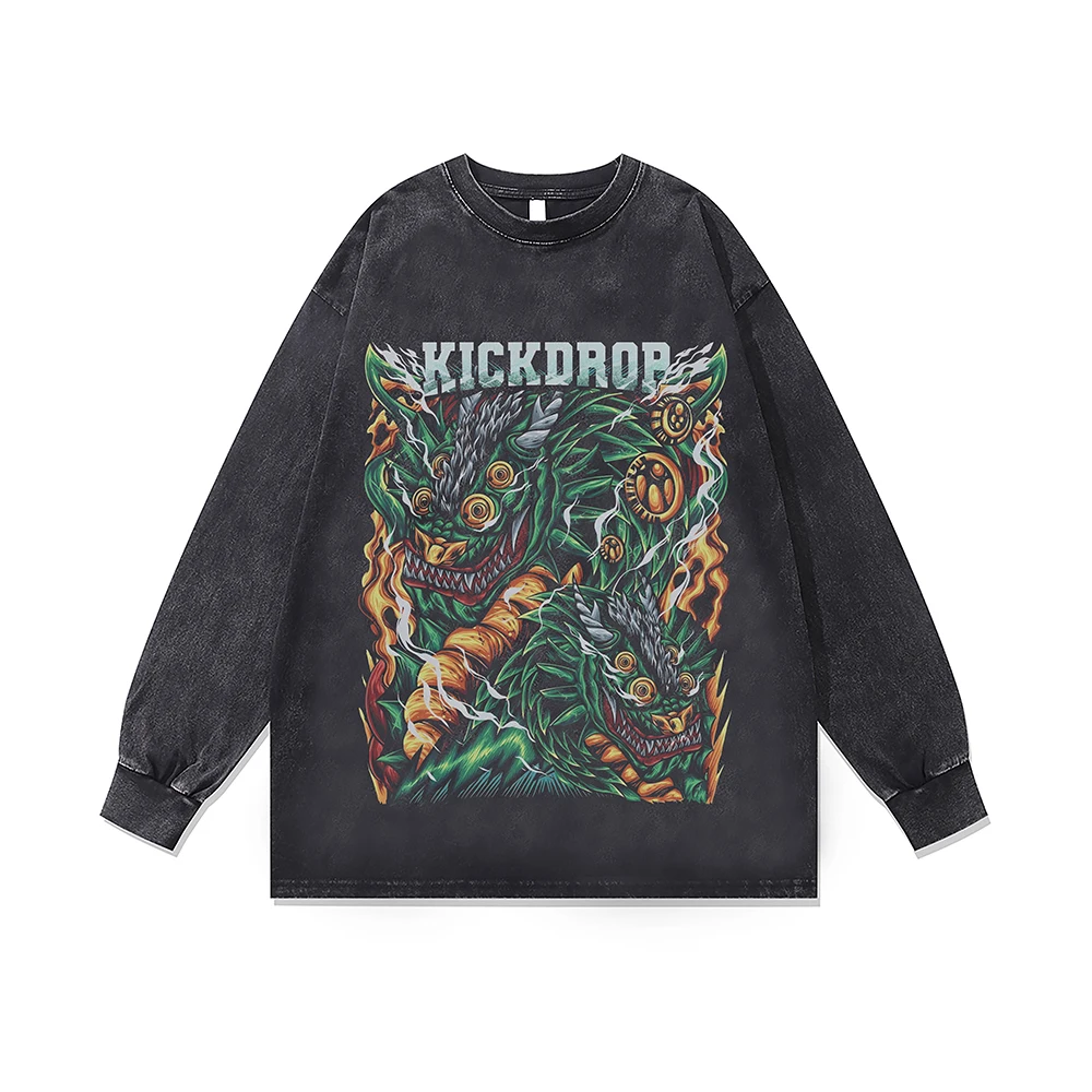 

Japan Anime Print Distressed Unisex Oversized Sweatshirts Streetwear T-shirt Women Men's Hoodie Y2k Vintage Clothes Cotton Top