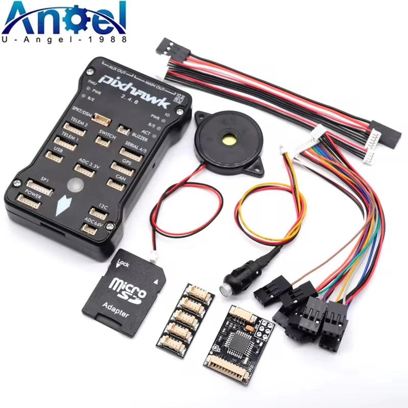 

Pixhawk PX4 PIX 2.4.8 32 Bit Flight Controller + 433 / 915 Telemetry+M8N GPS+Minim OSD+PM+Safety Switch+Buzzer+PPM+I2C+ 4G SD