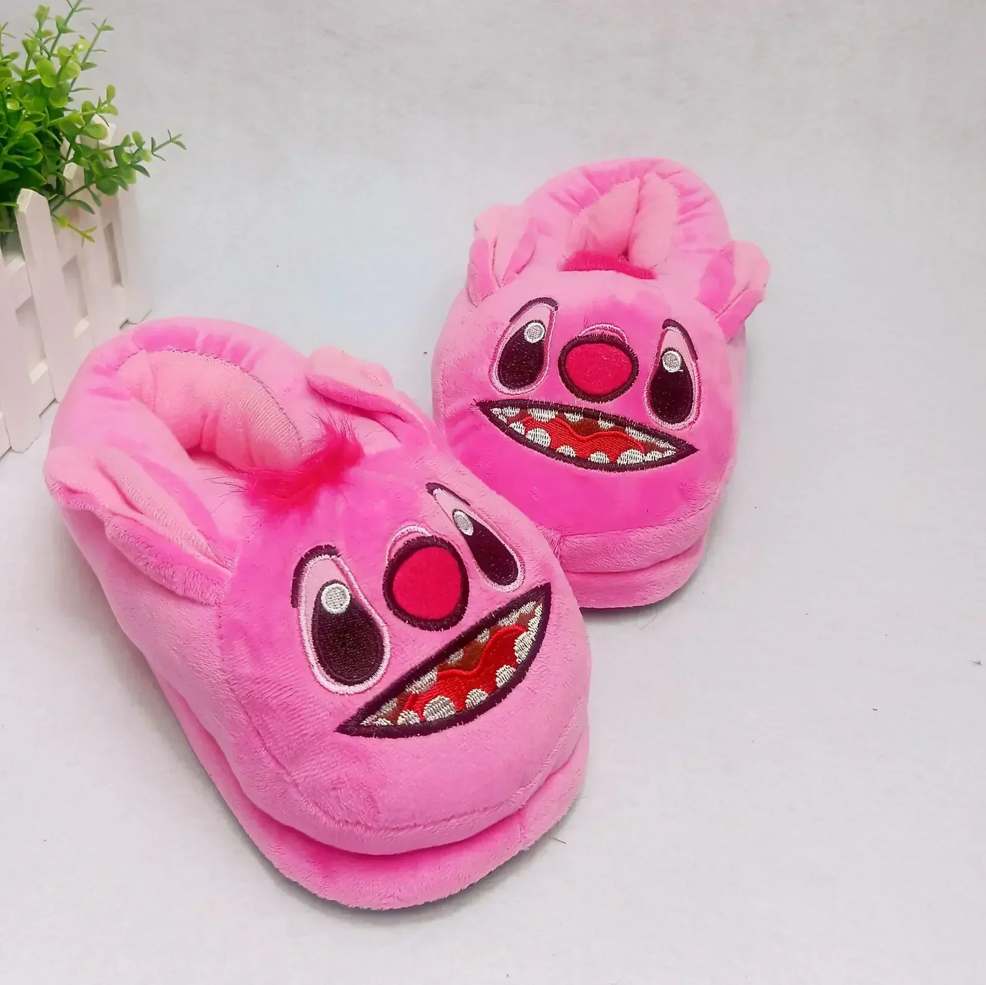 Disney Stitch Cotton Slipper Anime Figure Cartoon Winter Indoor Shoes Plush Stuffed Home Slippers Kids Girls Christmas Warm Gift