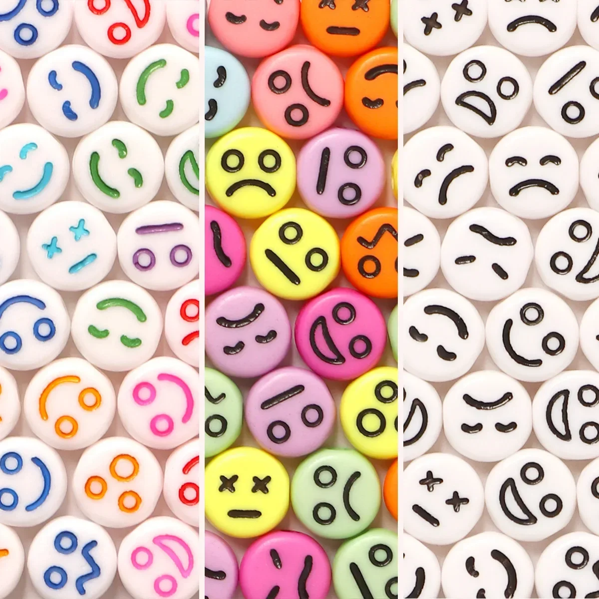 100-500PCS Acryl Runde Emoticon Perlen Bunte Lose Spacer Perlen Für Schmuck Machen Armband Halskette Ohrringe Zubehör