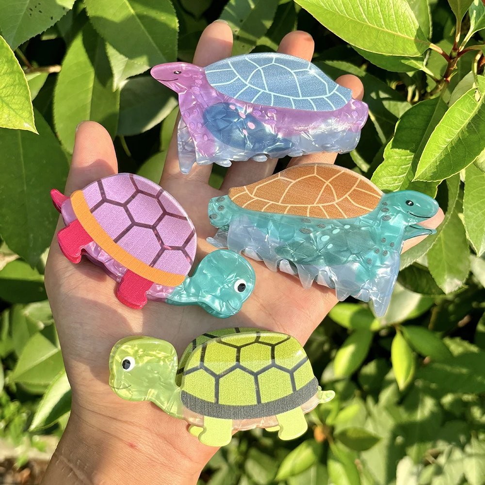 Fashion Plastic Cartoon Ocean Series Turtle Headwear Temperament Non-slip Thick Hair Accessories Claw Clip For Women Girls