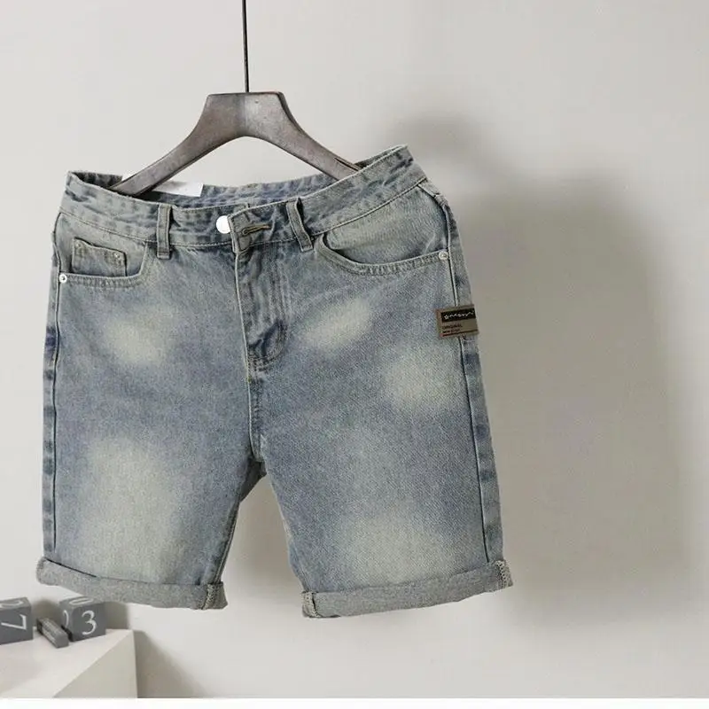 

Корейские мужские летние джинсовые шорты Ретро повседневные брюки Трендовые свободные ковбойские уличные бермуды Короткие джинсовые джинсы Мужская уличная одежда