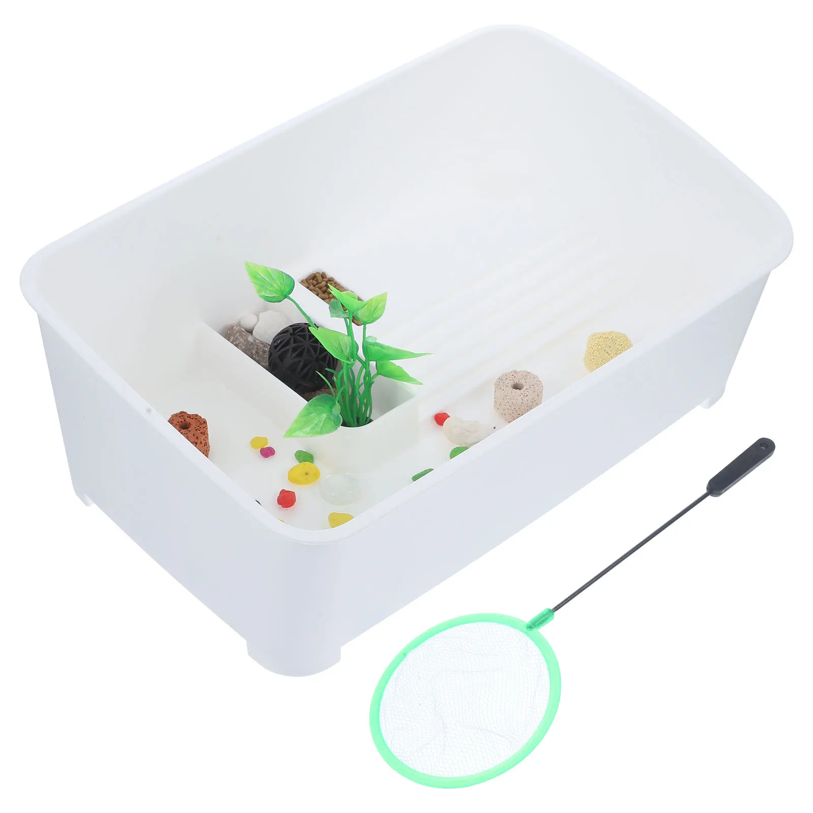 

1 Set Turtle Aquarium With Platform Multi-Function Reptile Habitat Tank For Pet Turtle Sunning Resting Hibernation Easy Cleaning