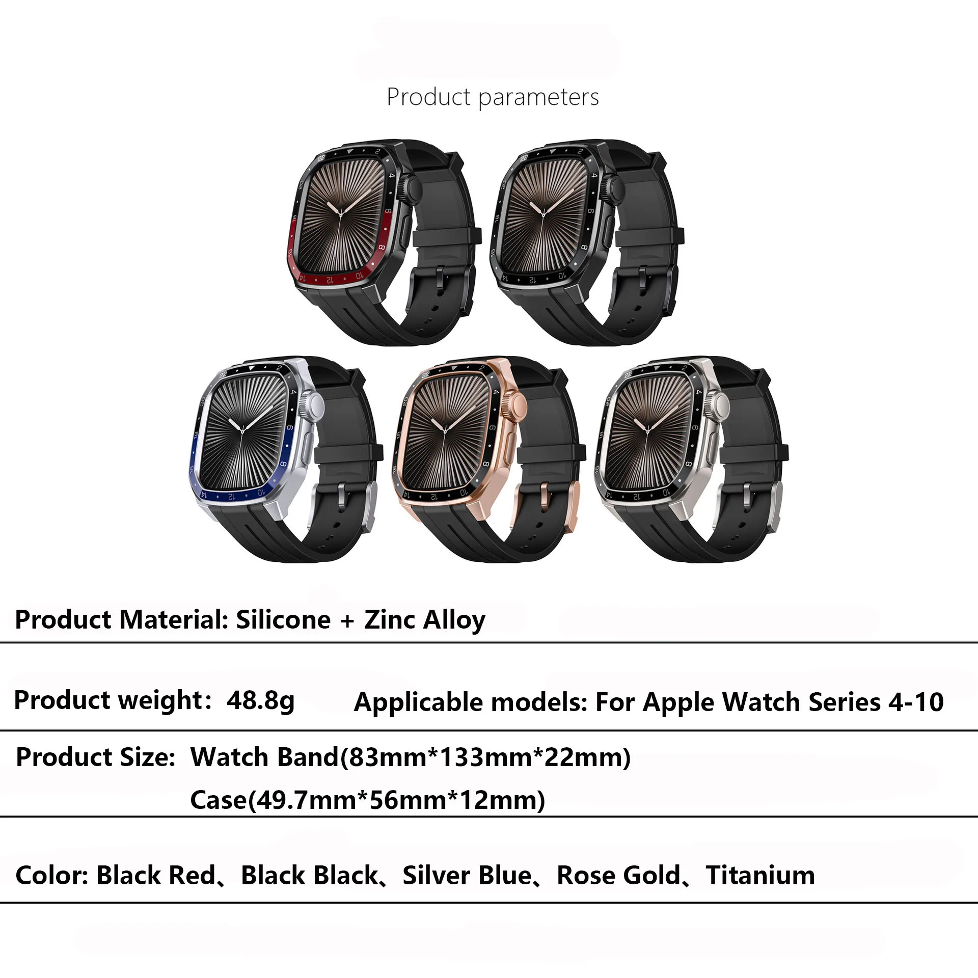 Funda de Metal de lujo para Apple Watch 11 10 46mm funda resistente correa de silicona para iwatch 9 8 7 6 SE3 5 4 44/45mm cubierta protectora