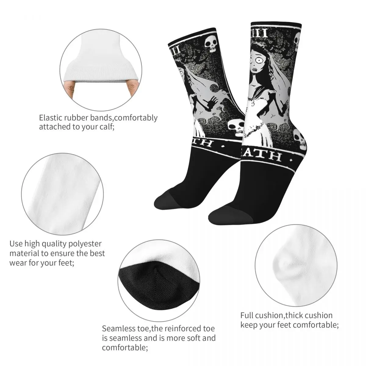 Happy Funny Male Men Socks Hip Hop Corpse Bride Sock Skateboard Women's Socks Spring Summer Autumn Winter