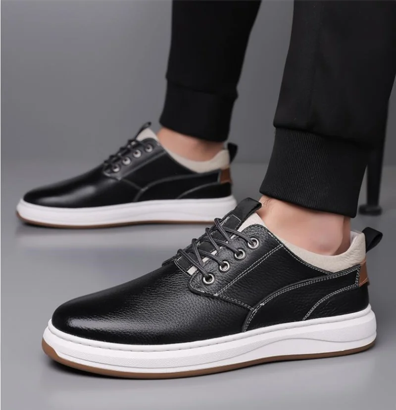 British Style Man Casual Leather Shoes Brand Comfy Flat Designer Sneakers Fashion New Outdoor Minimalist Walking Oxford Shoes