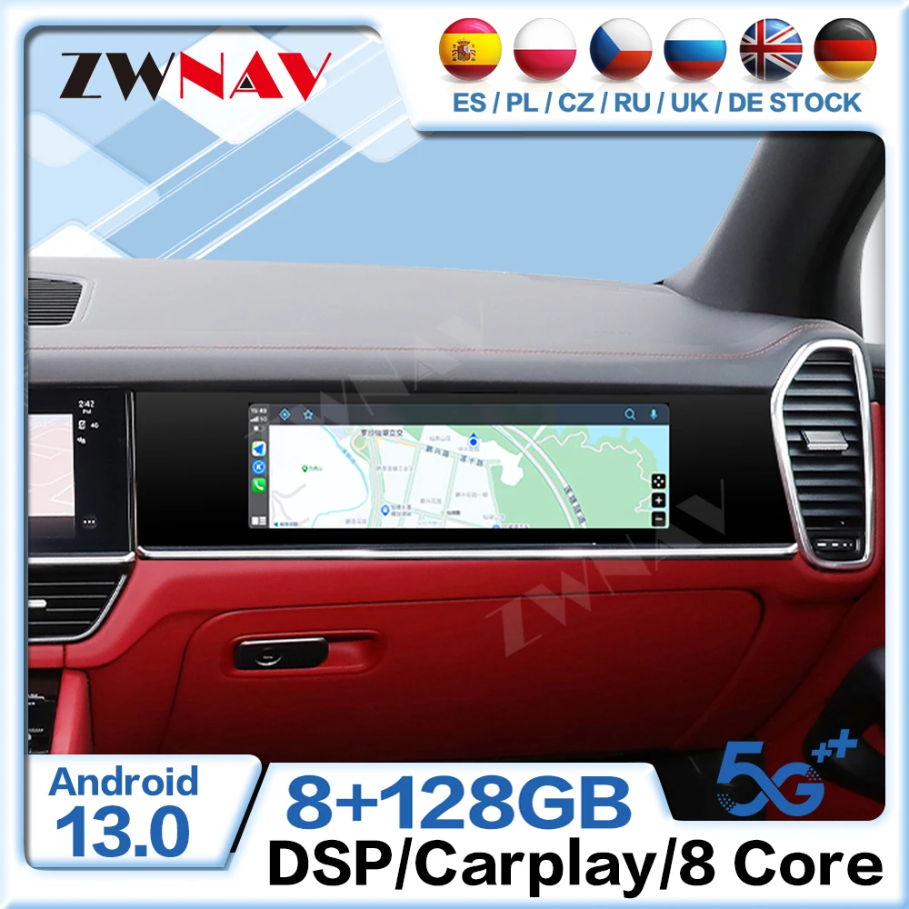 Co-pilot 15 Inch Entertainment Screen Carplay Car Radio For Porsche Cayenne 2018-2023 Android 13 Multimedia Player Androidauto