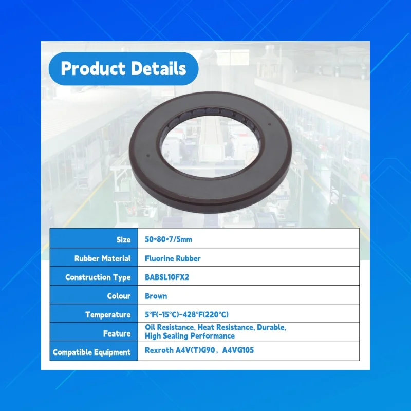

Size: 50x80x7/5mm. DMHUI high-quality FKM oil seal,Fit for Rexroth A4V(T)G90.A4VG105.Original product mark R902601820