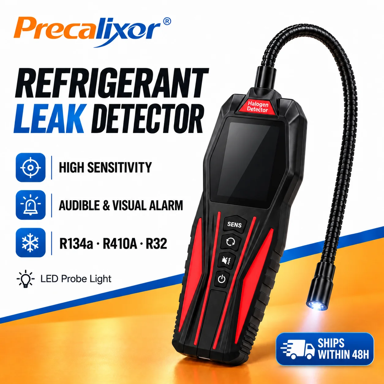 HVAC Refrigerant Leak Detector 6-Level Sensitivity Auto-Calibrating Sniffer for Automotive A/C Home AC CFC HCFC HFC
