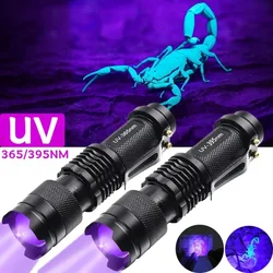 395/365nm UV Flashlight LED Ultraviolet Torch Zoomable Mini Ultra Violet Lights Inspection Lamp Pet Urine Stain Detector Tools